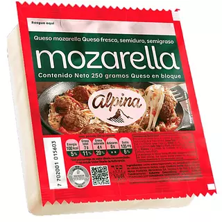 Queso Mozarella Alpina Bloque X 250gr