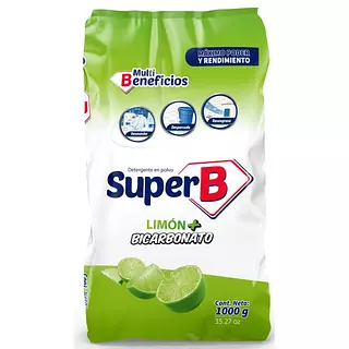 Detergente Super B Limón + Bicarbonato X 1000gr