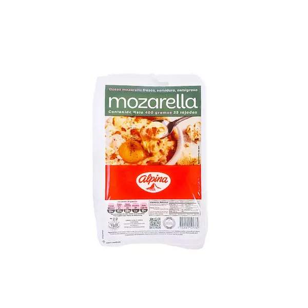 Queso Alpina 400grs Mozarela 25 Tajado