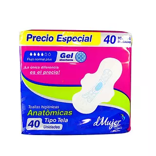 Toallas D´Mujer Anatómicas X 40 Unidades