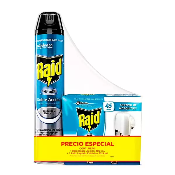 Insecticida Raid X 400 Grs E.Voladores+Raid 400 Grs